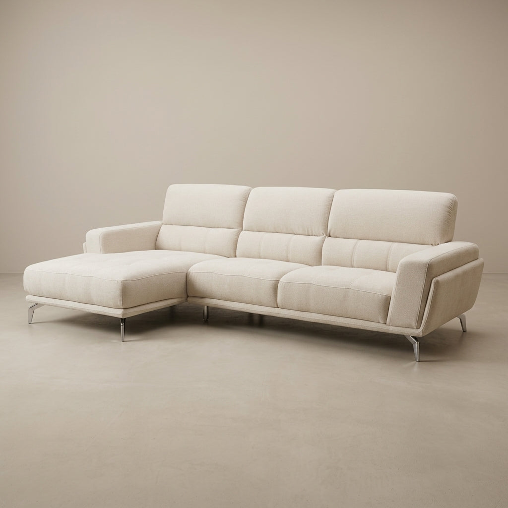 Megan L-Shape Sofa in Pearl