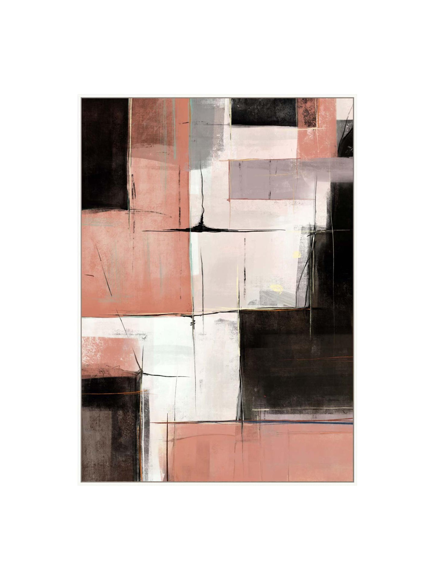 impasto style wall art with white frame.