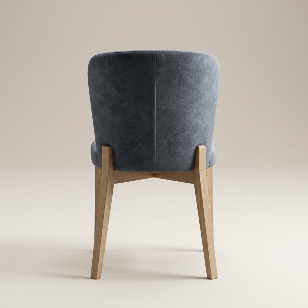 Alpfia Nordic Dining Chair Charcoal - back view showing sculptural shape and light wood legs by Galeria Furniture