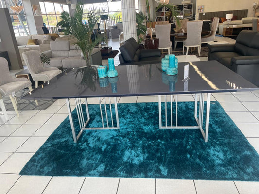 Gloss grey table top with silver legs