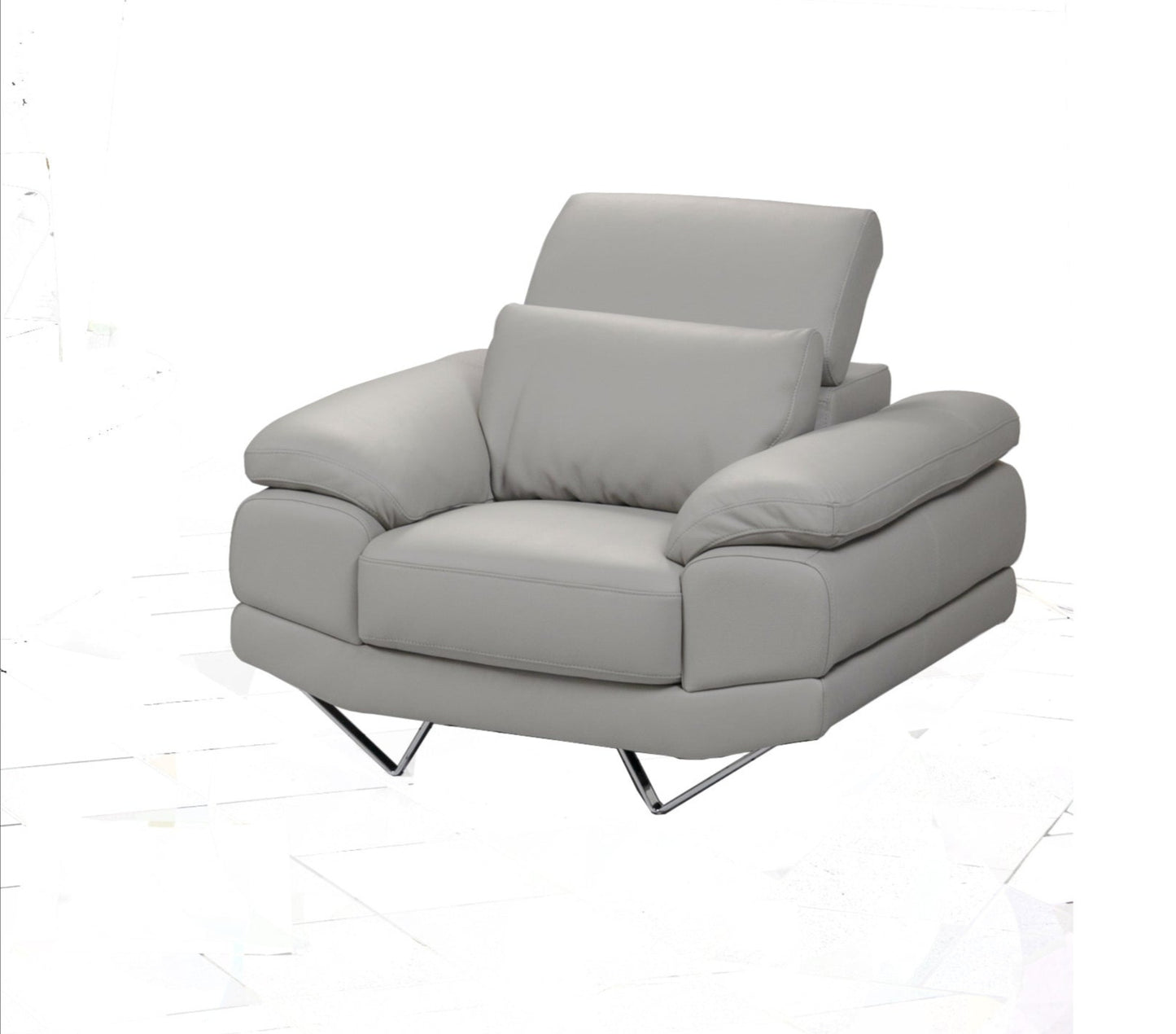 Dennis Sofa Armchair Light Grey Leather.