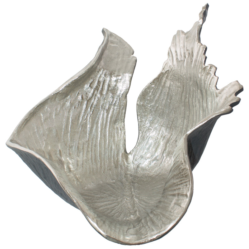 Silver and black embossed decor bowl with jagged edges