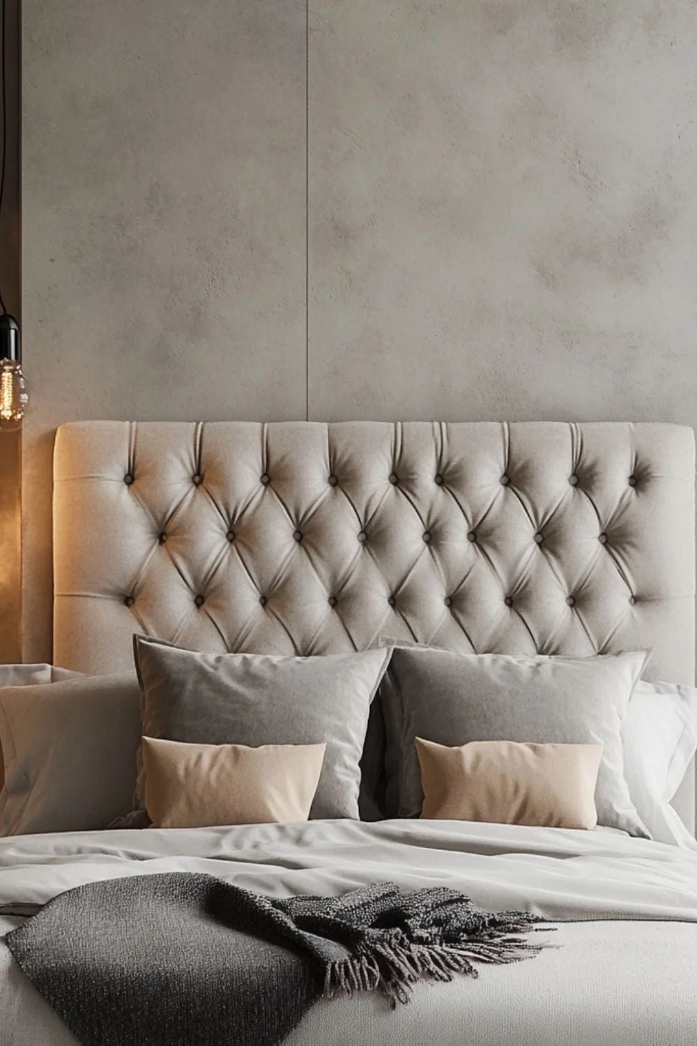 Deep button chesterfield headboards in genuine leather or beautiful fabrics. Floor standing headboard.