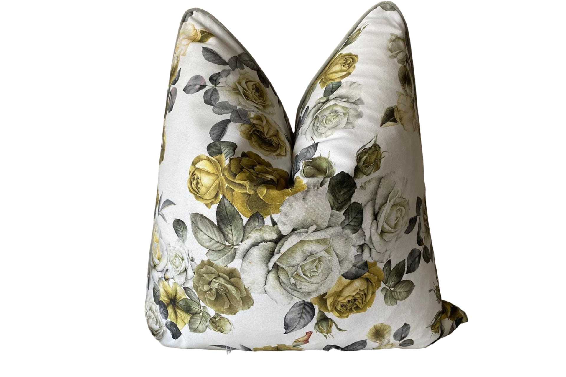 Antique rose scatter cushion, double sided with piping.