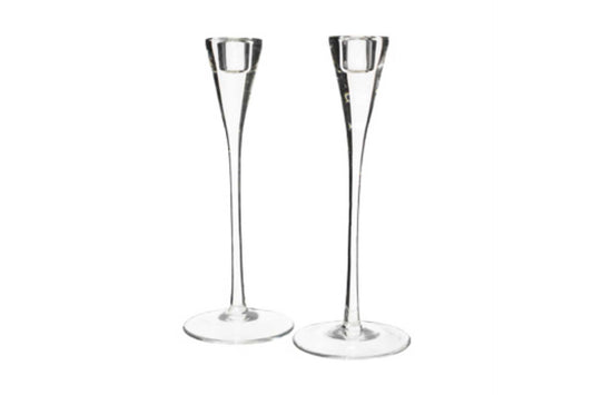 Glass Stemmed Candle Holders SET