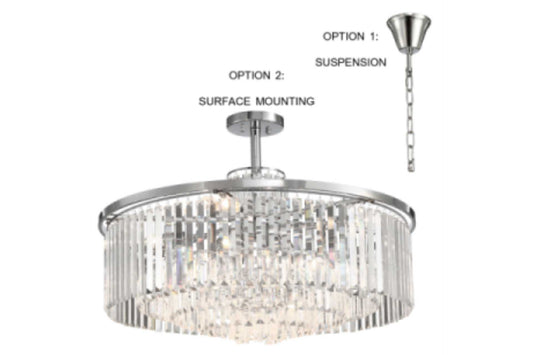 crystal chandelier with vertical strip crystals