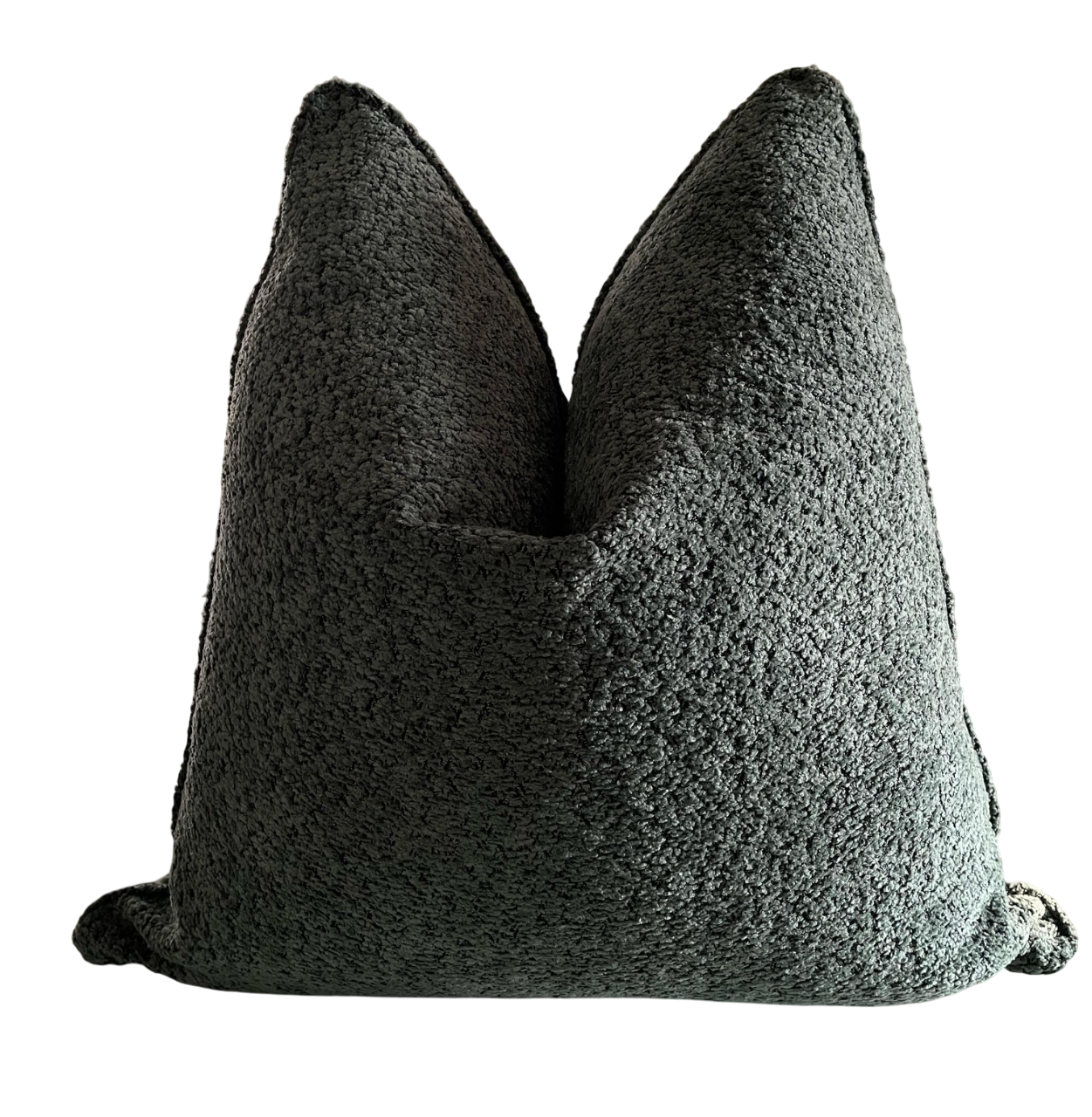 charcoal grey boucle fabric scatter cushion with elegant piping.