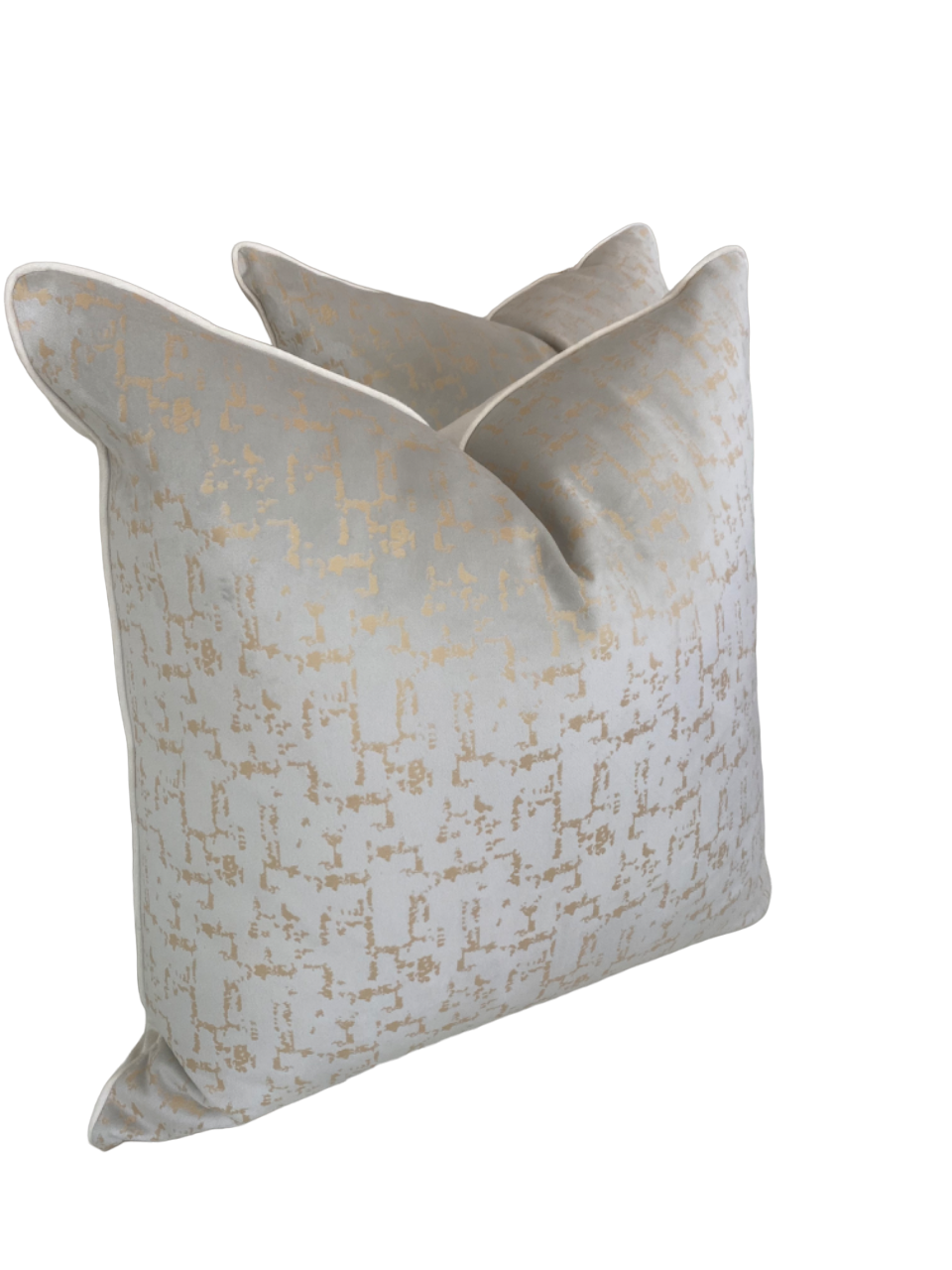 Ivory and gold scatter cushion with piping. Scatter cushion size  60x60. Double sided scatter cushion.