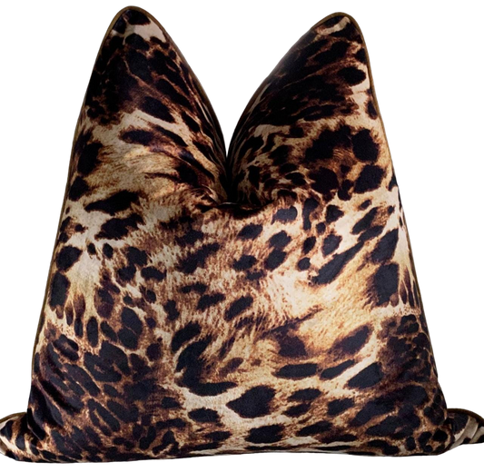 leopard print scatter cushion, double sided fabric.