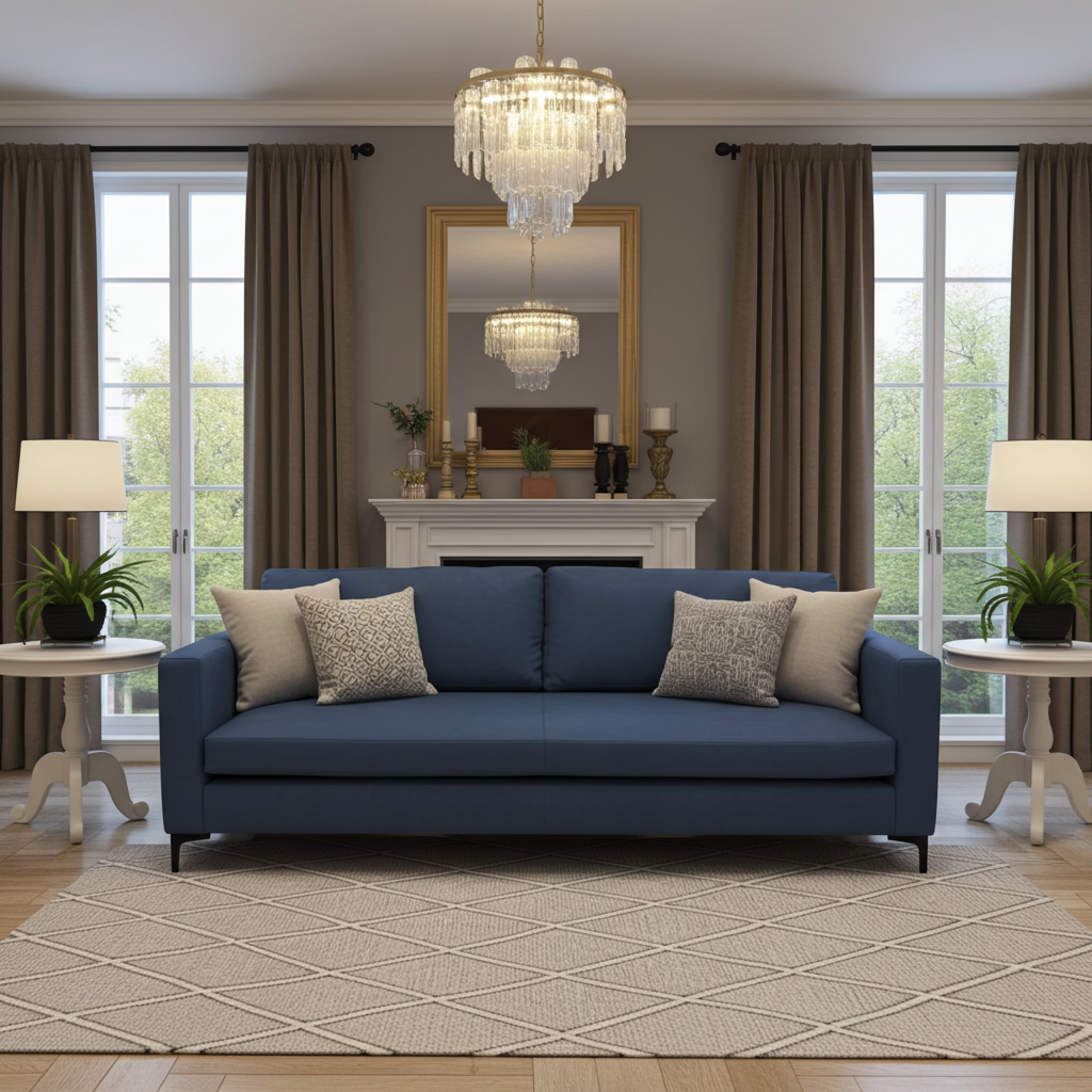 imvelo 3 seater leather couch in blue