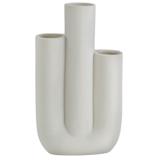 pipe ceramic vase. Home decor vase with 3 pipe and holes.