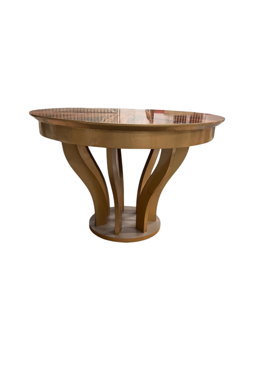 Luxury dining table in gloss wood and gold legs
