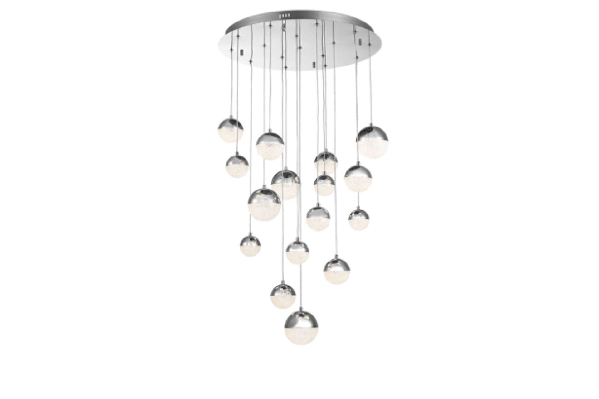 Chrome and champagne coloured bubble ball chandelier