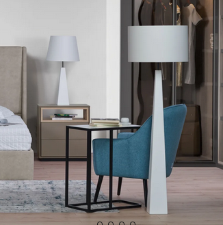 City Side support table- White or Marble-Like Top with Black Metal Frame