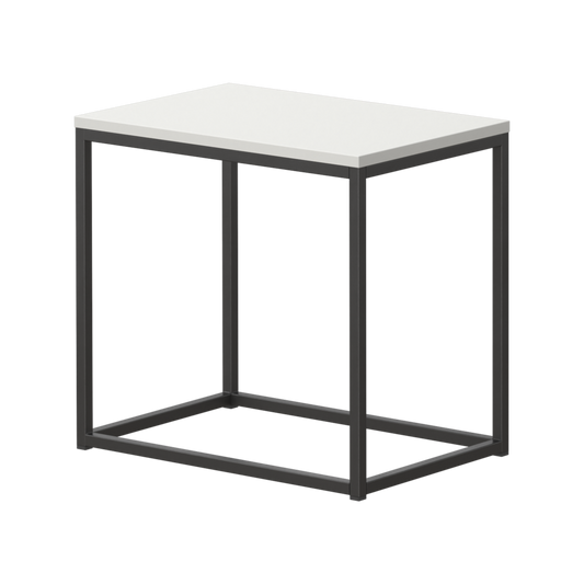 White table top with black steel legs