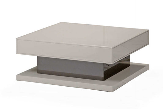 square coffee table in gloss grey wood