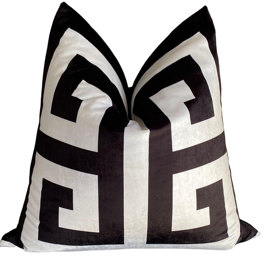 Black and white geometric scatter cushion sized 60x60