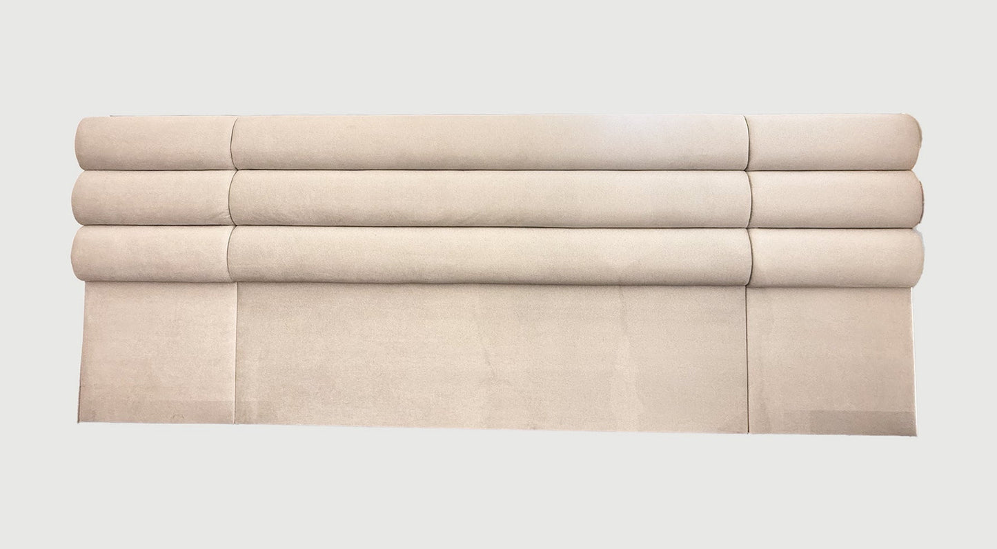 Jones extra width headboard with channel design, in a luxury pearl fabric