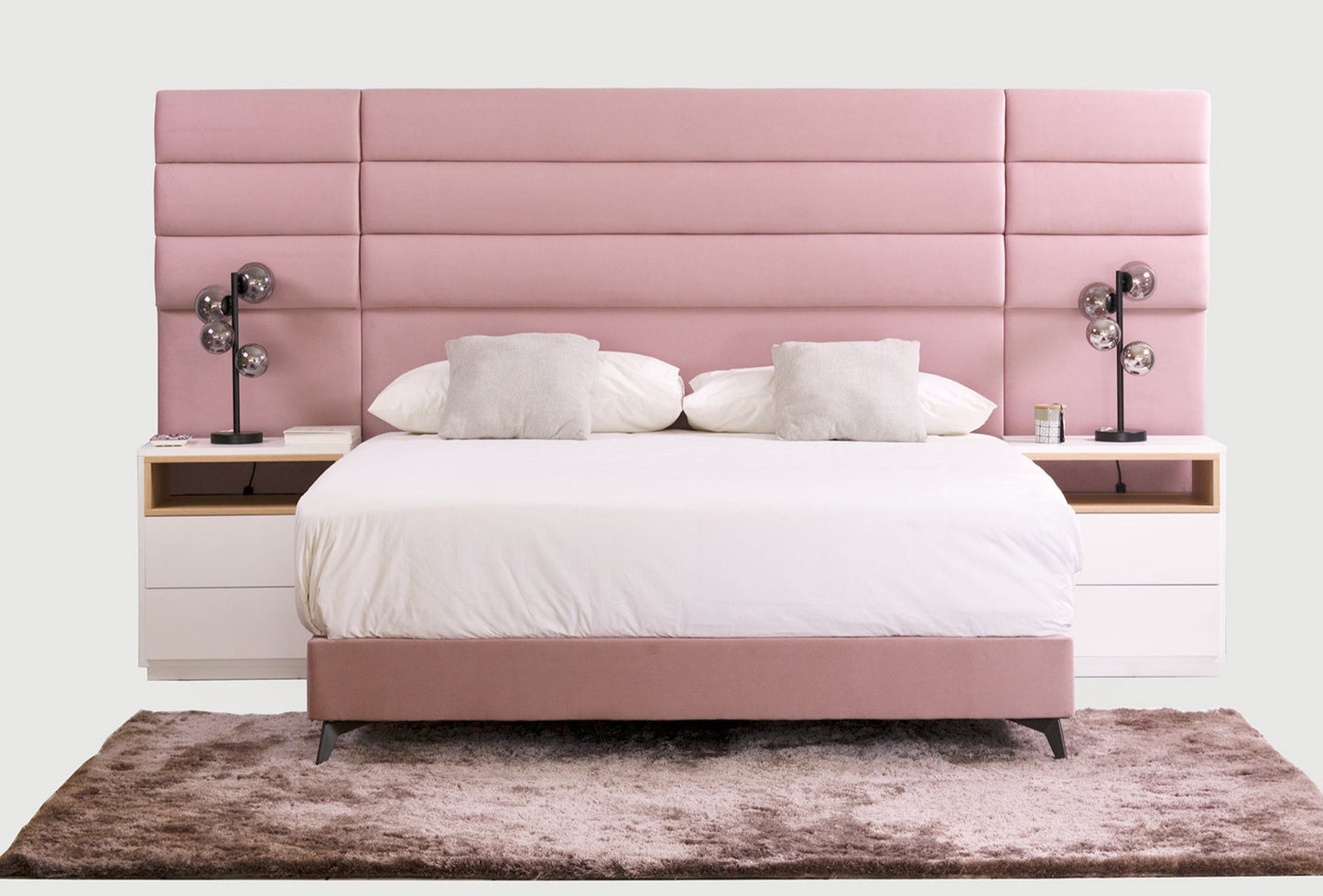 Jones King XL Bed in Rose