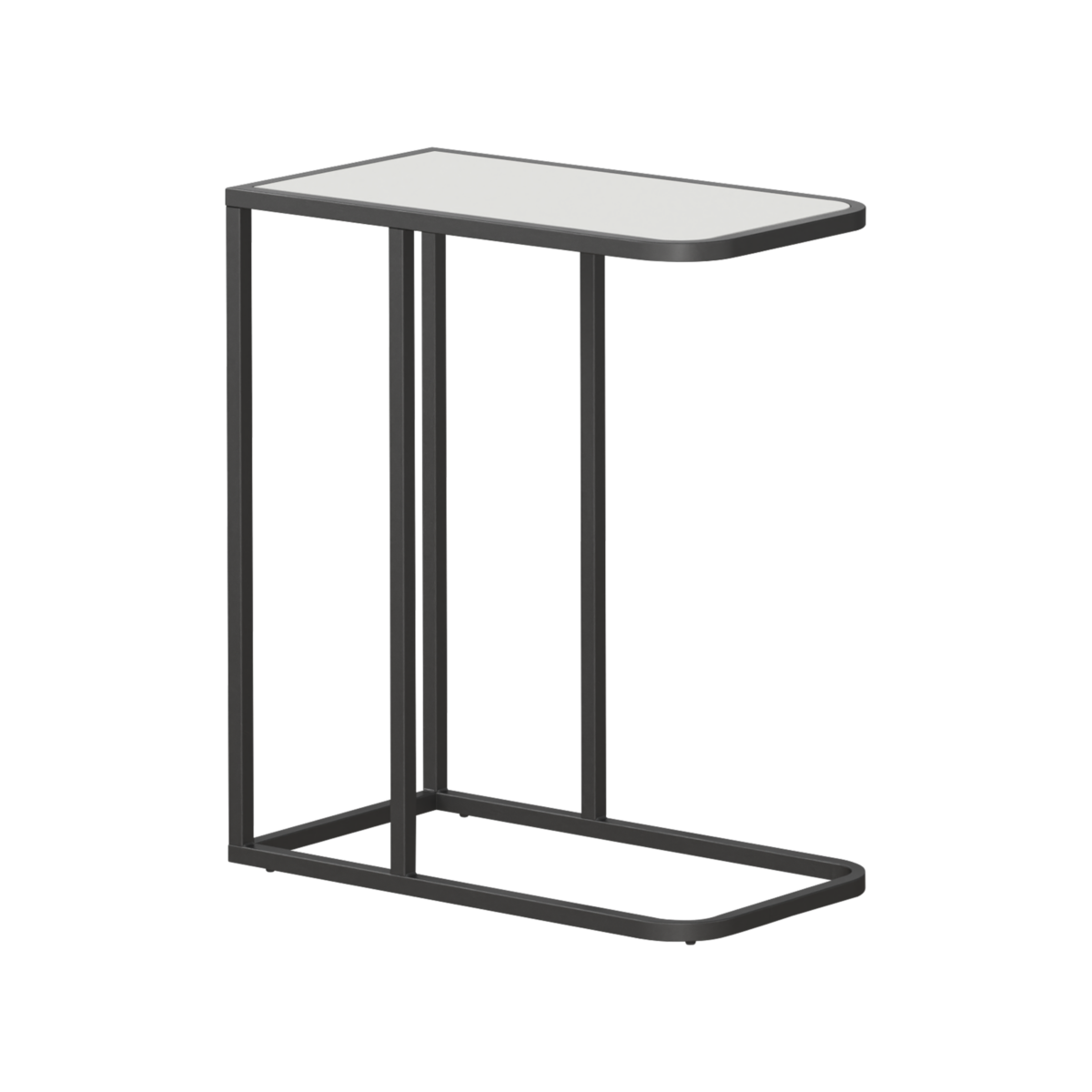 City Side support table- White or Marble-Like Top with Black Metal Frame