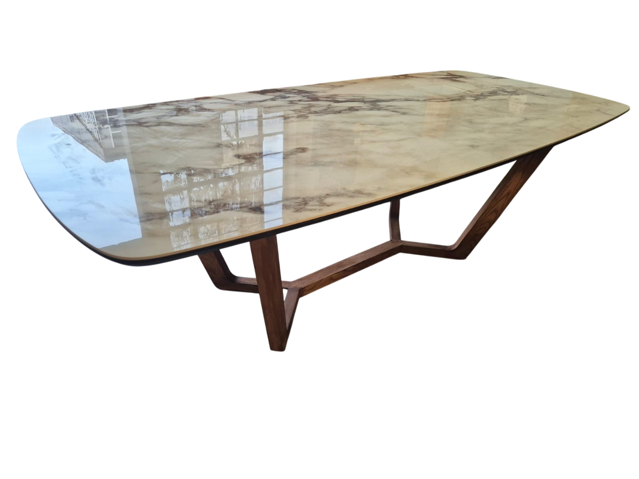 stone top dining table with solid oak wood legs