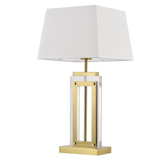 gold and perspex table lamp