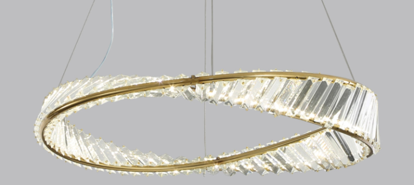 Crystal Chandelier with gold brass accents