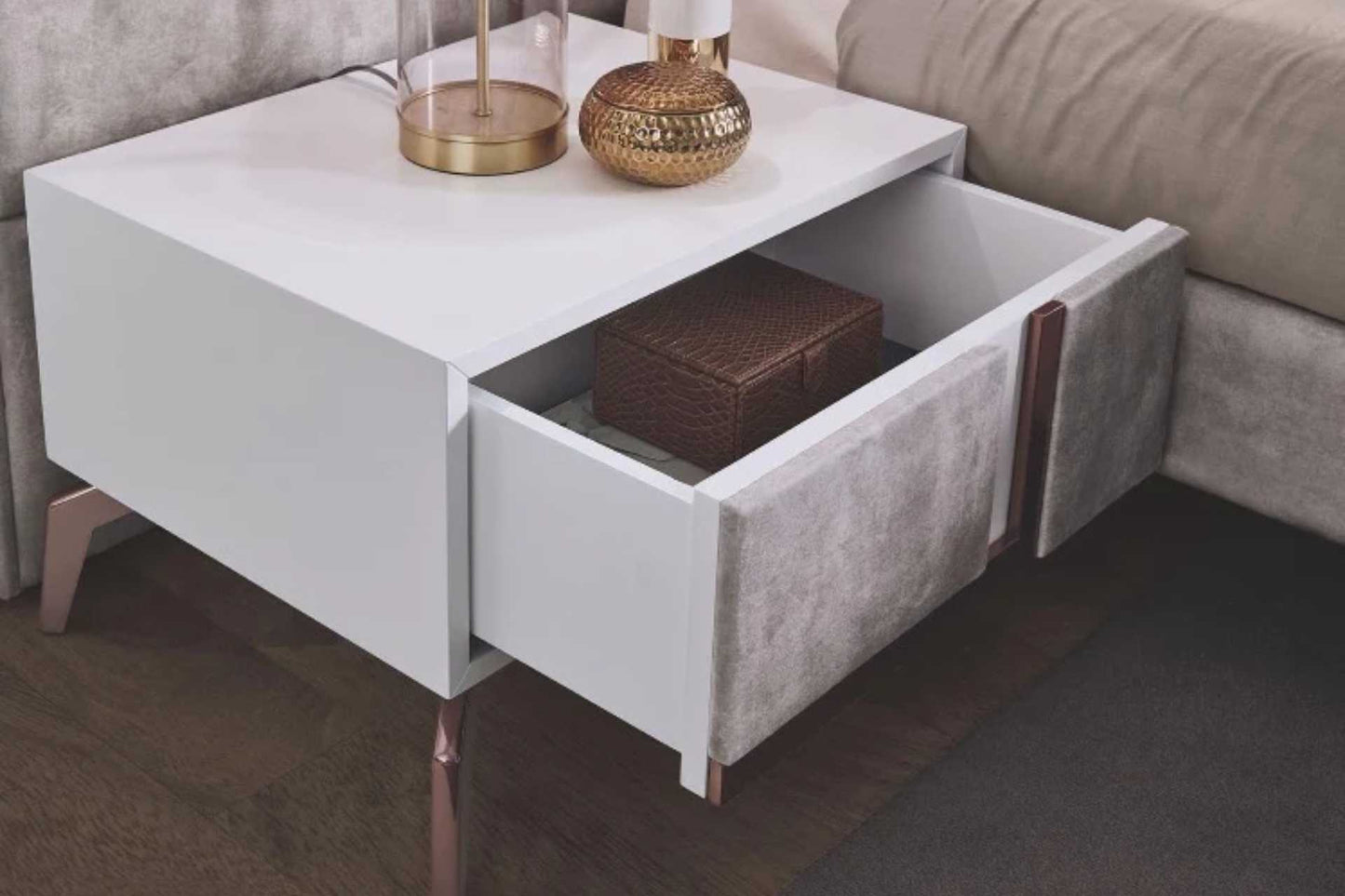 bedside table included