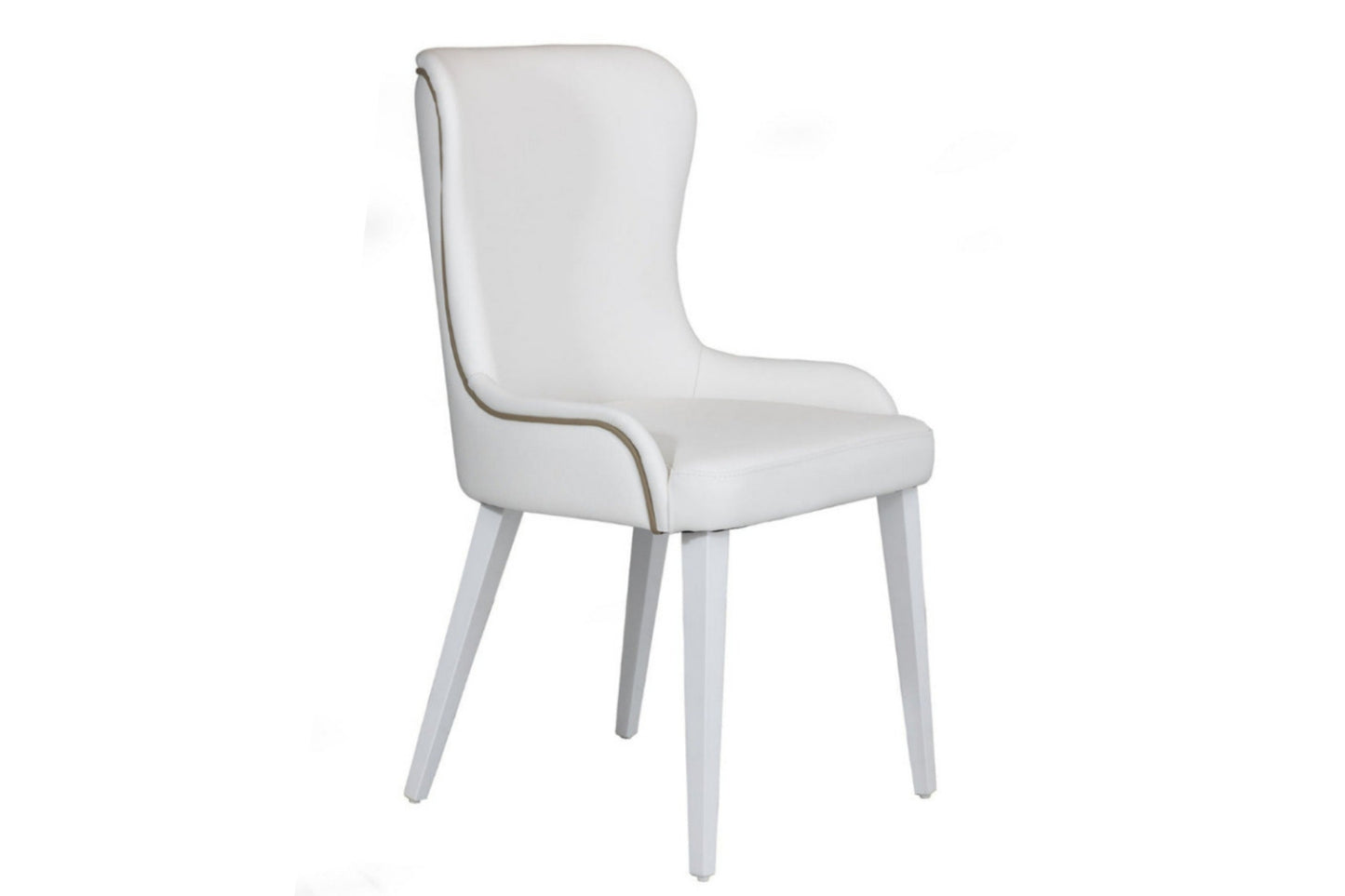 WHITE LEATHER wing back  dining chair with wi