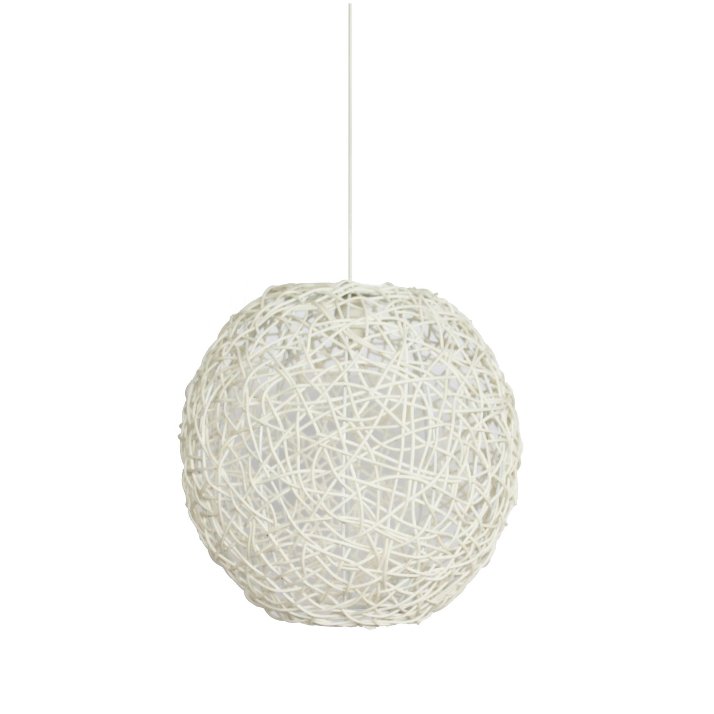 Handwoven white ball chandelier