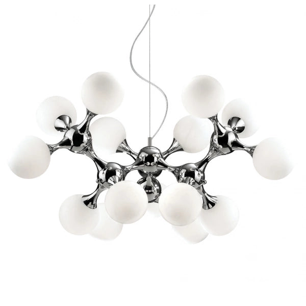 Large white glass balls chandelier