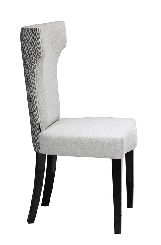 Grey fabric Dining chair with black wooden legs