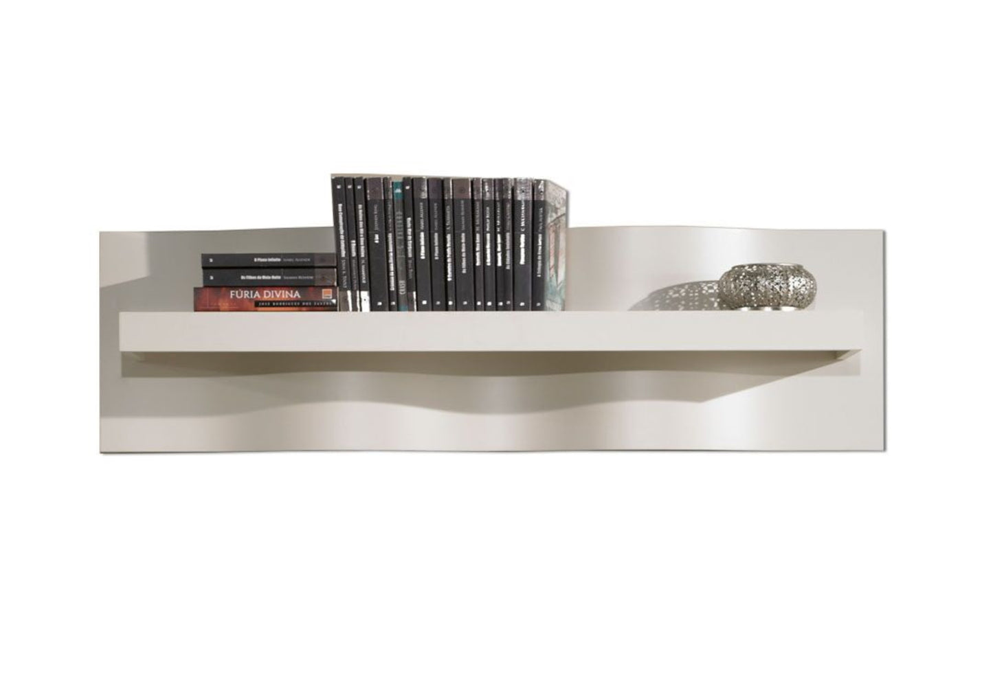 Oporto high gloss wood wall mounted upper shelf. Cream lacquer.
