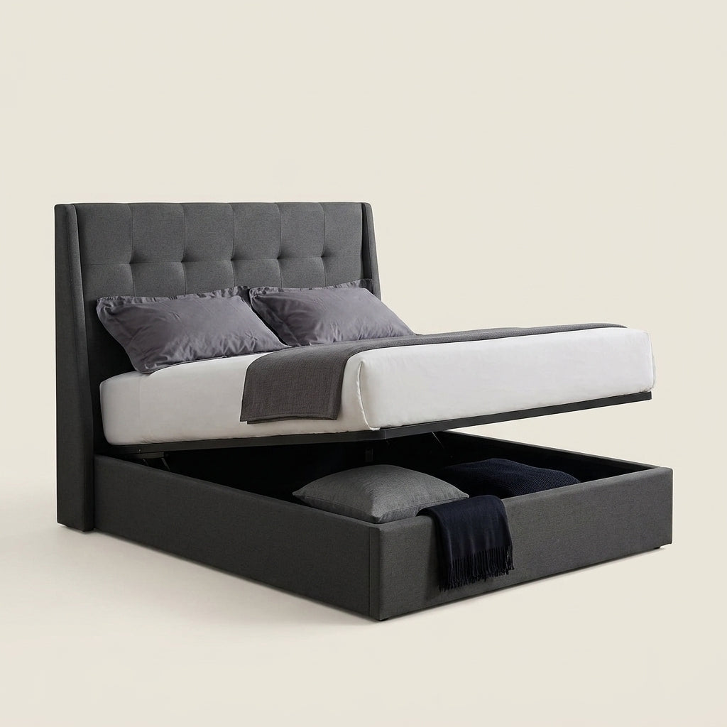 Alison Bed SET With Storage Trunk + Mattress + 2 Malmo Pedestals  ( QUEEN XL)
