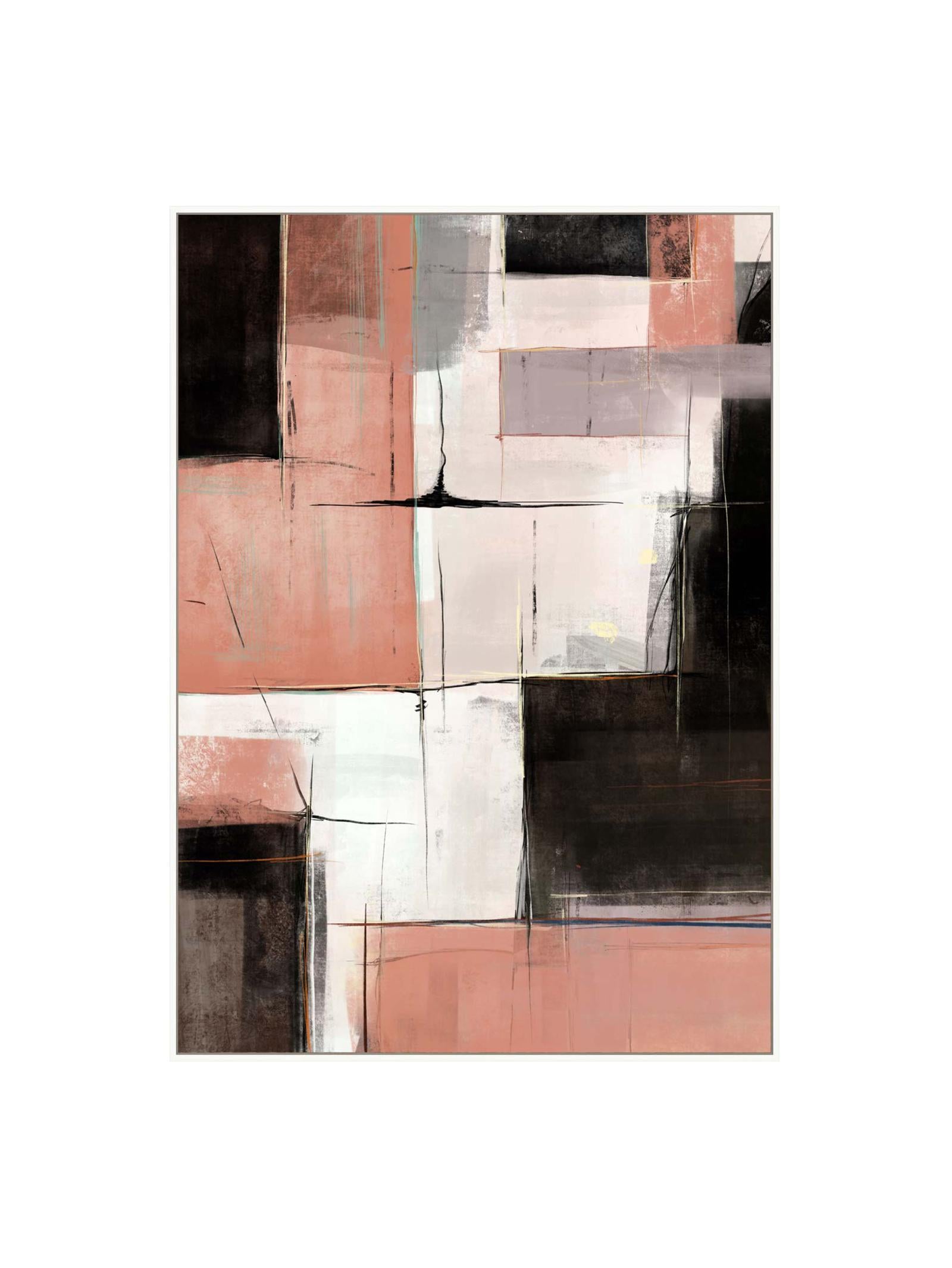 impasto style wall art with white frame.