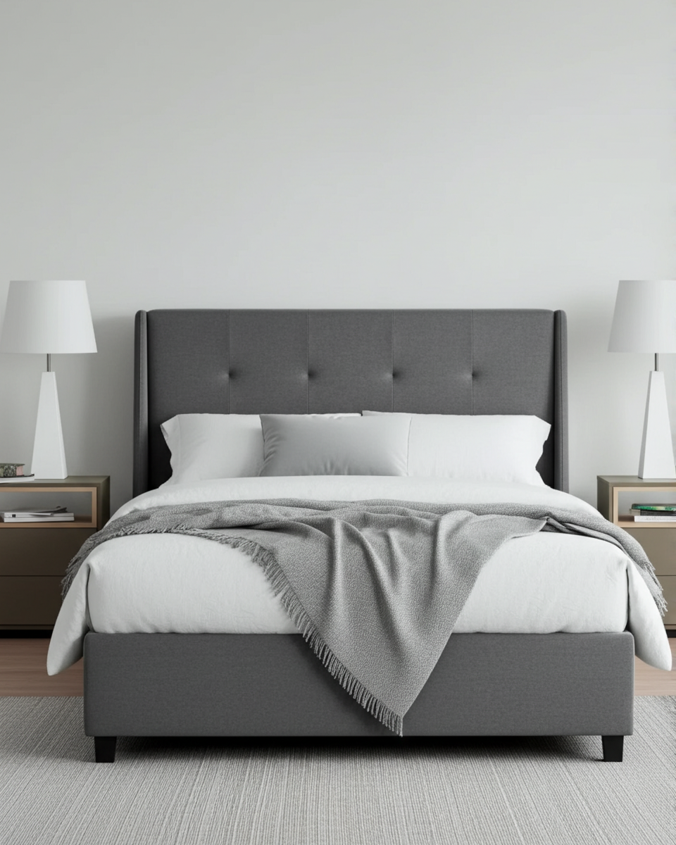 Sleigh bed with storage trunk and 2 matching malmo pedestals