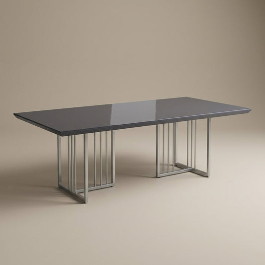 Luxury 8 seater dining table South Africa with gloss charcoal wood top, Arpa table at GALERIA Furniture Mbombela