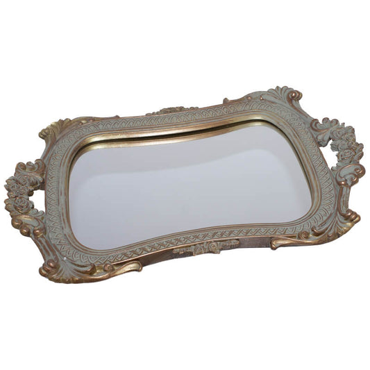 mirror decorative tray with gold accents