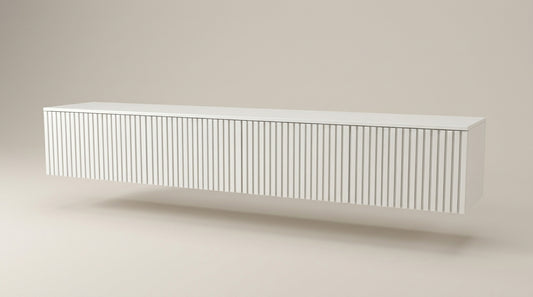 Luxury white wood  wall mountable floating tv stand cabinet. Euro Crafted. GALERIA FURNITURE SA