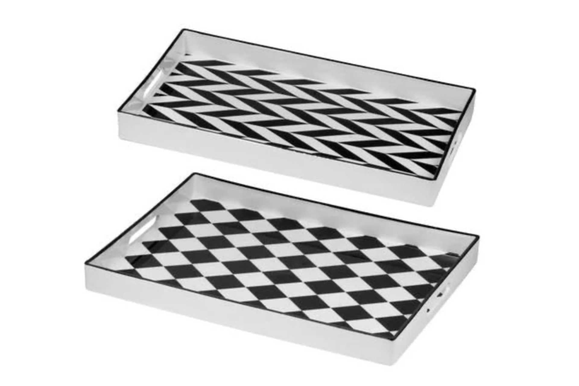 Black and White geometric decorative  trays
