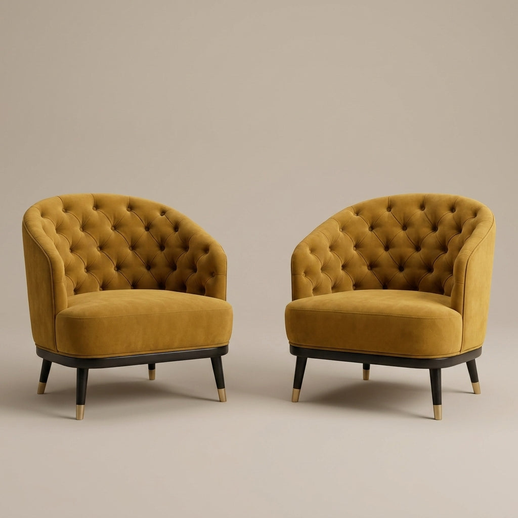set of 2 Velvet button tufted armchair SA