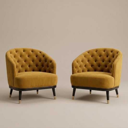 set of 2 Velvet button tufted armchair SA