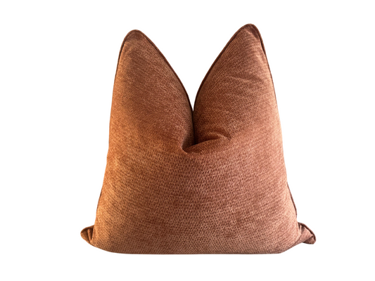 large scatter cushion in burnt orange luxurious fabric