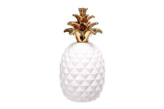 Gold and white ceramic pineapple decor