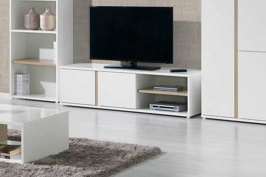 Modern white wood tv stand