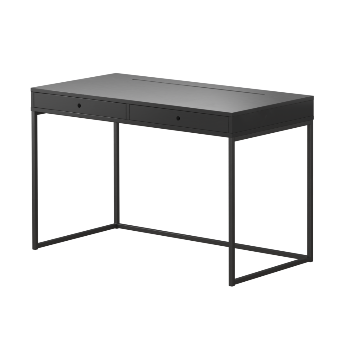 The City Desk in charcoal/ black wood with black steel legs