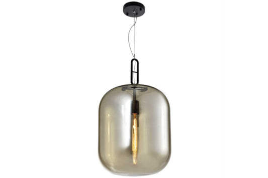 cognac coloured  glass lighting pendant with filament bulb