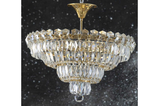 Crystal Chandelier with 24 carat gold plated detail.
