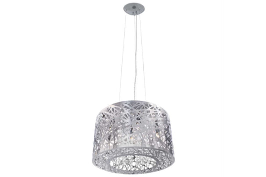 Crystal chandelier with polished silver aluminium