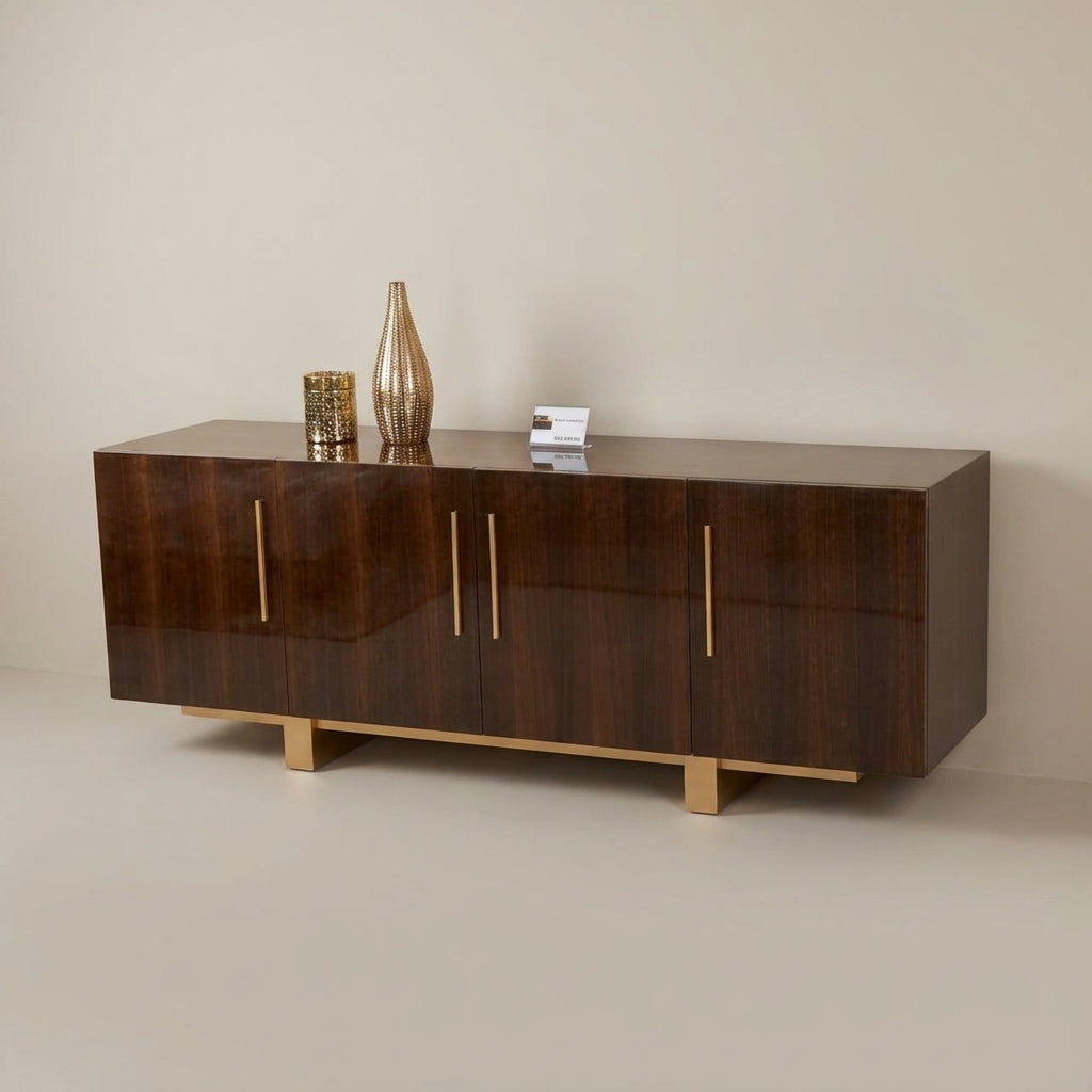 designer wooden sideboard cubano dark wood grain gold legs modern furniture south africa